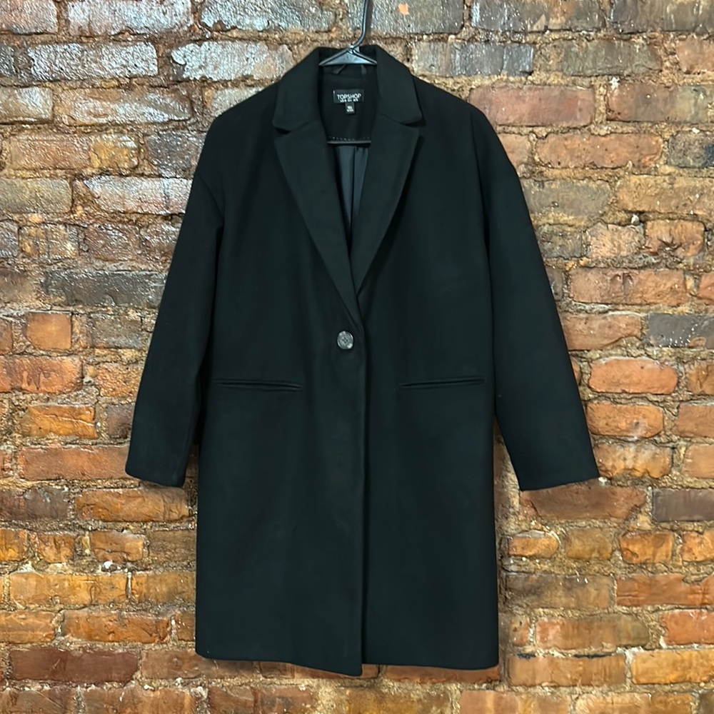 Topshop slouchy long coat in size 6